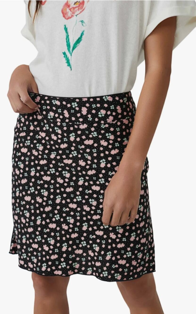Free People IRL Vintage Ditsy Floral Print Skirt Womens 8 Black Pink A Line NWOT